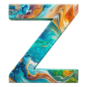 Fluid Art Liquid Letter Z - Vibrant Abstract Design cut out isolated PNG transparent