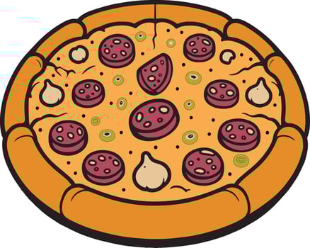 Fully Editable Tasty spicy pizza with flat Color illustration vector