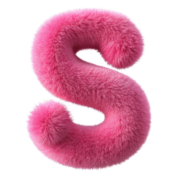 Pink Fluffy 3D Letter S - Creative Alphabet Design cut out isolated PNG transparent