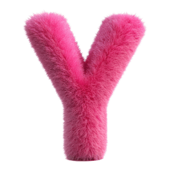 Pink Fluffy 3D Letter Y - Creative Alphabet Design cut out isolated PNG transparent