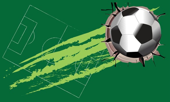 soccer ball football on green background vector