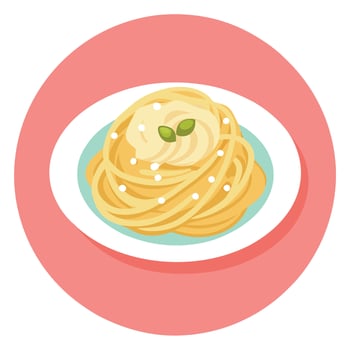 A Plate of Spaghetti Carbonara With Parmesan Cheese and Pink Background vector