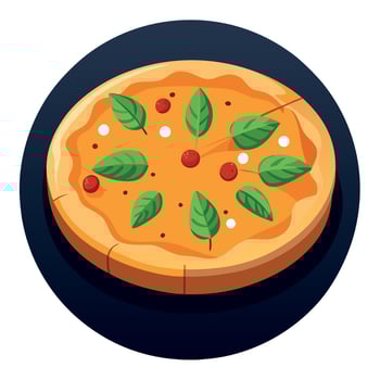 Freshly baked cheesy stuffed crust pizza with herbs on a dark table setting vector