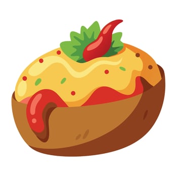 Delicious Baked Potato with Chili and Cheese Isolated on a Transparent Background. vector