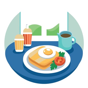 Australian big breakfast plates at home. on a clean and pretty table with natural sun light vector