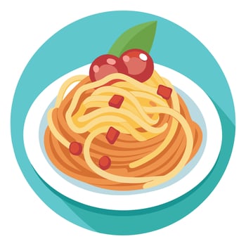 Classic italian carbonara pasta with bacon. cheese. and meat sauce on spaghetti delicious meal vector