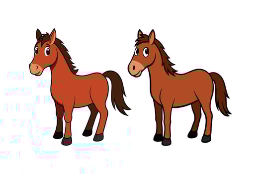 Two cartoon horses standing side by side vector