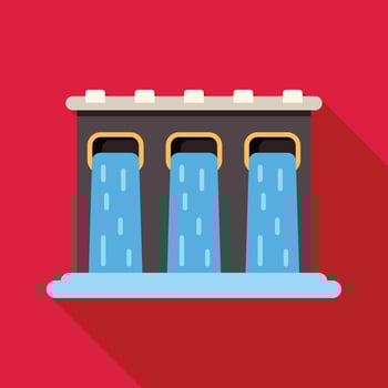 Hydroelectric power plant generating clean energy using water resources vector
