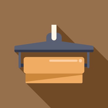 Wall mounted paper towel dispenser hanging on brown wall vector