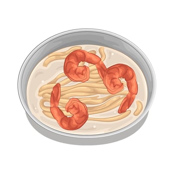 Warm Ramen Filled with Shrimp illustration vector