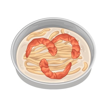 Warm Ramen Filled with Shrimp vector