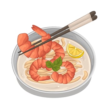 illustration of Delicious Shrimp Ramen Bowl vector