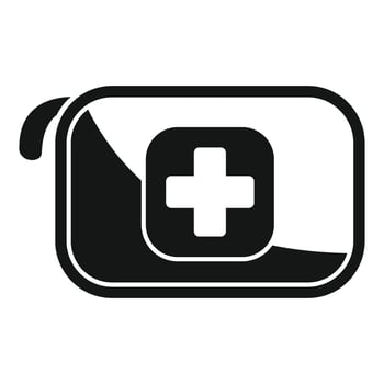 Black first aid kit icon showing medical help vector