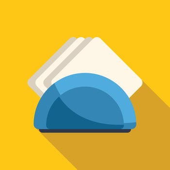 Blue napkin holder with napkins on yellow background vector