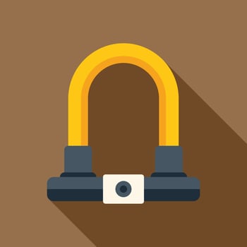 Yellow bicycle u lock keeping bike safe and secure vector
