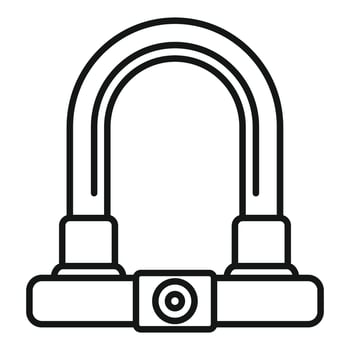 Bike u lock protecting bicycle from theft icon outline vector