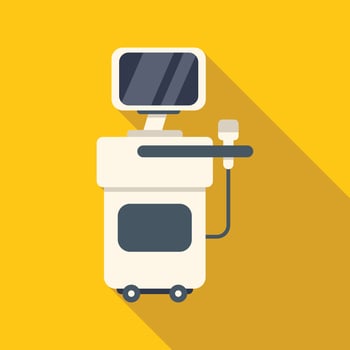 Ultrasound machine performing medical sonography scan procedure vector
