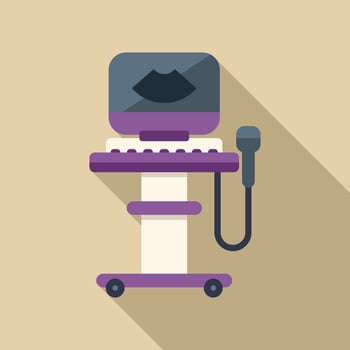 Modern ultrasound machine showing fetus image on screen vector
