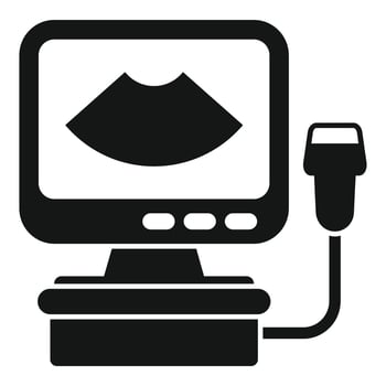 Ultrasound machine showing baby scan on monitor icon vector
