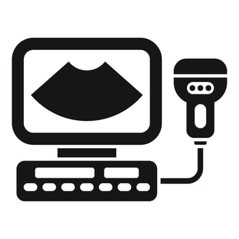 Ultrasound machine showing baby scan during pregnancy consultation vector