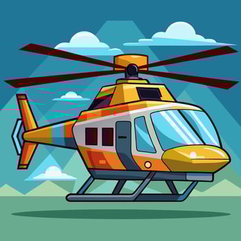 Vibrant Helicopter Color Illustration Design Artwork vector