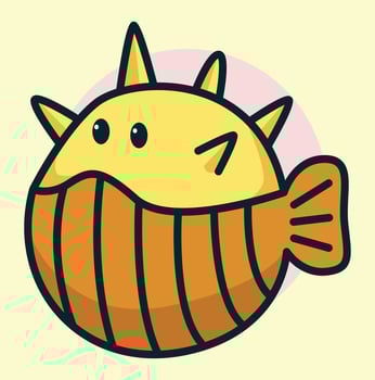 Puffer fish under sea element vector
