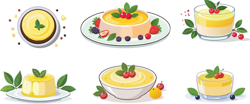 colorful custard illustration set vector
