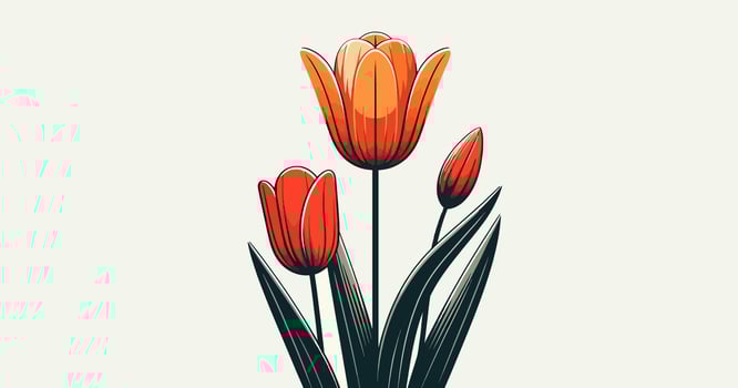 Minimalist Tulips in Shades of Orange and Red vector
