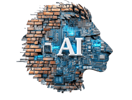 Creative AI concept featuring a lion's profile made of circuit boards, transparent png