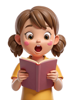 Amazed Little Girl Reading an Intriguing Book png