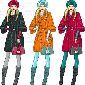 beautiful fashion girls top models vector