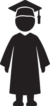 Black and white illustration of a graduate student silhouette art illustration vector