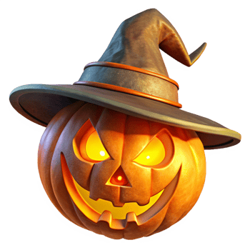 Creepy Jack O' Lantern with Witch Hat Glow png