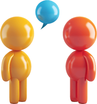 two cartoon people talking with speech bubbles png