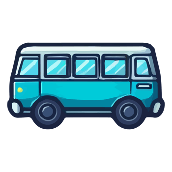 A blue bus icon on a black background png