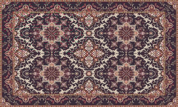 Vintage Arabic pattern. Persian colored carpet. Rich ornament for fabric design, handmade, interior decoration, textiles. Blue and beige background. vector