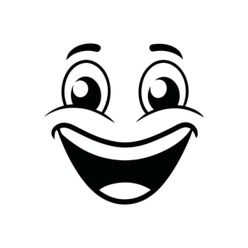 Retro Cartoon Face Clipart, Facial Expression Outline Design - Retro Cartoon Face illustration in black and white vector