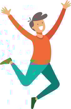 Joyful Young Person Jumping Happily vector