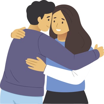 A Warm Embrace Between Two Friends Sharing a Joyful Moment Together vector