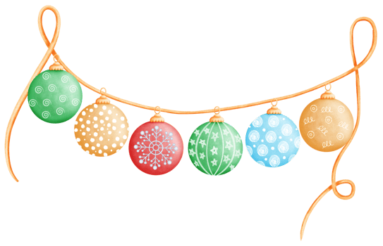 Cute colorful gold and green Christmas tree hanging ball. Holiday decoration illustration. png