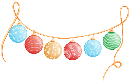 Cute colorful blue and red Christmas tree hanging ball. Holiday decoration illustration. png