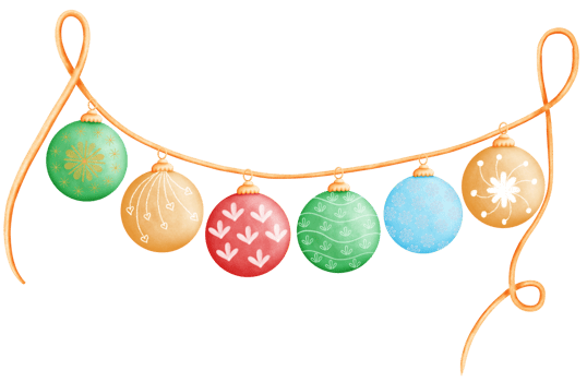 Cute colorful Christmas tree hanging ball. Holiday decoration illustration. png