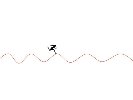 a person is running on a wave vector