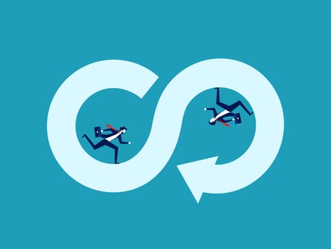 two people are running in circles around a circle with the word co vector