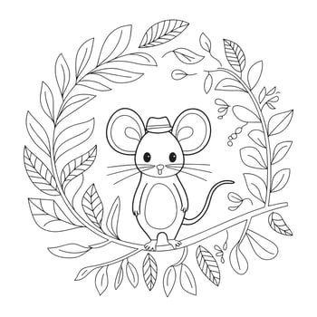 Adorable rat Coloring Page in Retro Cartoon Style vector