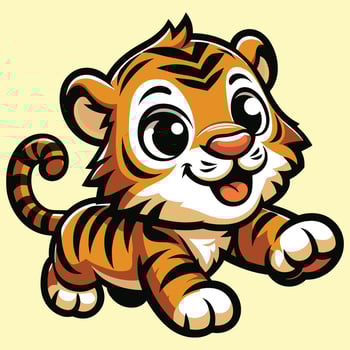 Adorable Baby Tiger Cub Playful Cartoon Illustration vector