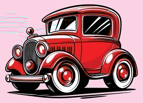 Vintage Hand Drawn Antique Red Toy Car Drawing Illustration with Classic Details vector