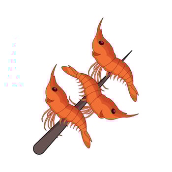 shrimp skewer illustration vector