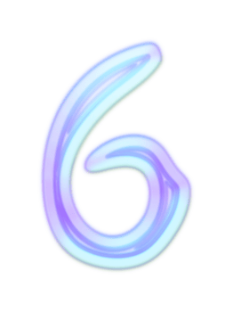 Holographic Y2k 3D Chrome number 6 png