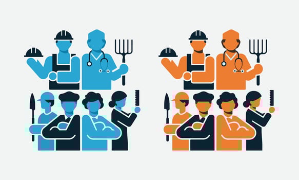 People of different professions together outline illustration, People of different professions, worker of different profession, workers, labor day, workers day, professional workers vector